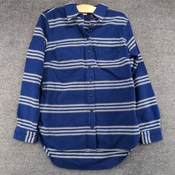 Duluth Trading Co Men's Button Up Shirt Blue Striped Small Long Sleeve - Picture 2 of 11